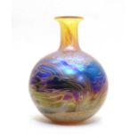 An iridescent glass bottle vase,