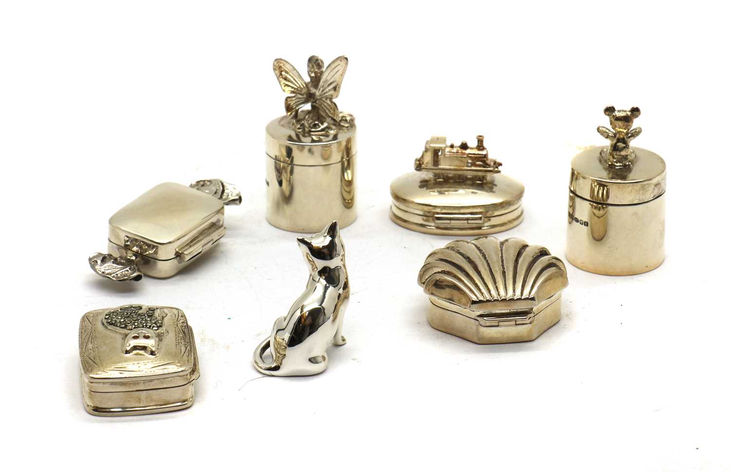 A group of six modern silver novelty pots and covers, - Image 2 of 2