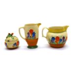 A collection of Clarice Cliff 'Crocus' pattern items