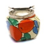 A Clarice Cliff 'Oranges Cafe au Lait' preserve pot,