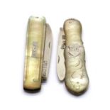 A Victorian mother of pearl and silver fruit knife,