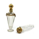 A French gold mounted and glass scent bottle,