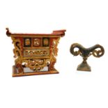 A Chinese carved polychrome and gilt stand,