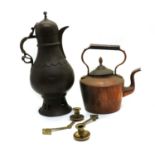 A collection of metalware items
