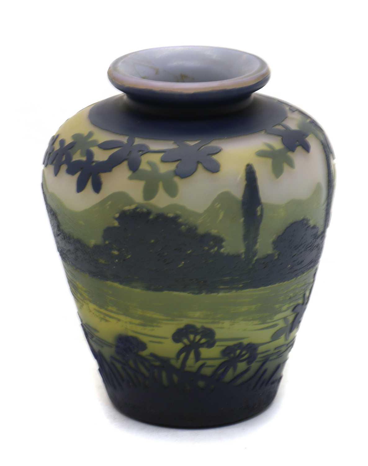 A French De Vez cameo glass vase,