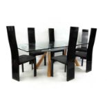A modern glass dining table