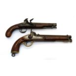 A flintlock pistol by W Abnett, and a percussion pistol (2)