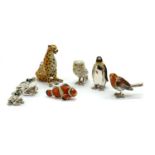 A collection of six modern silver and enamelled animals,