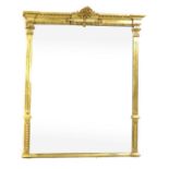 A neoclassical style overmantle mirror