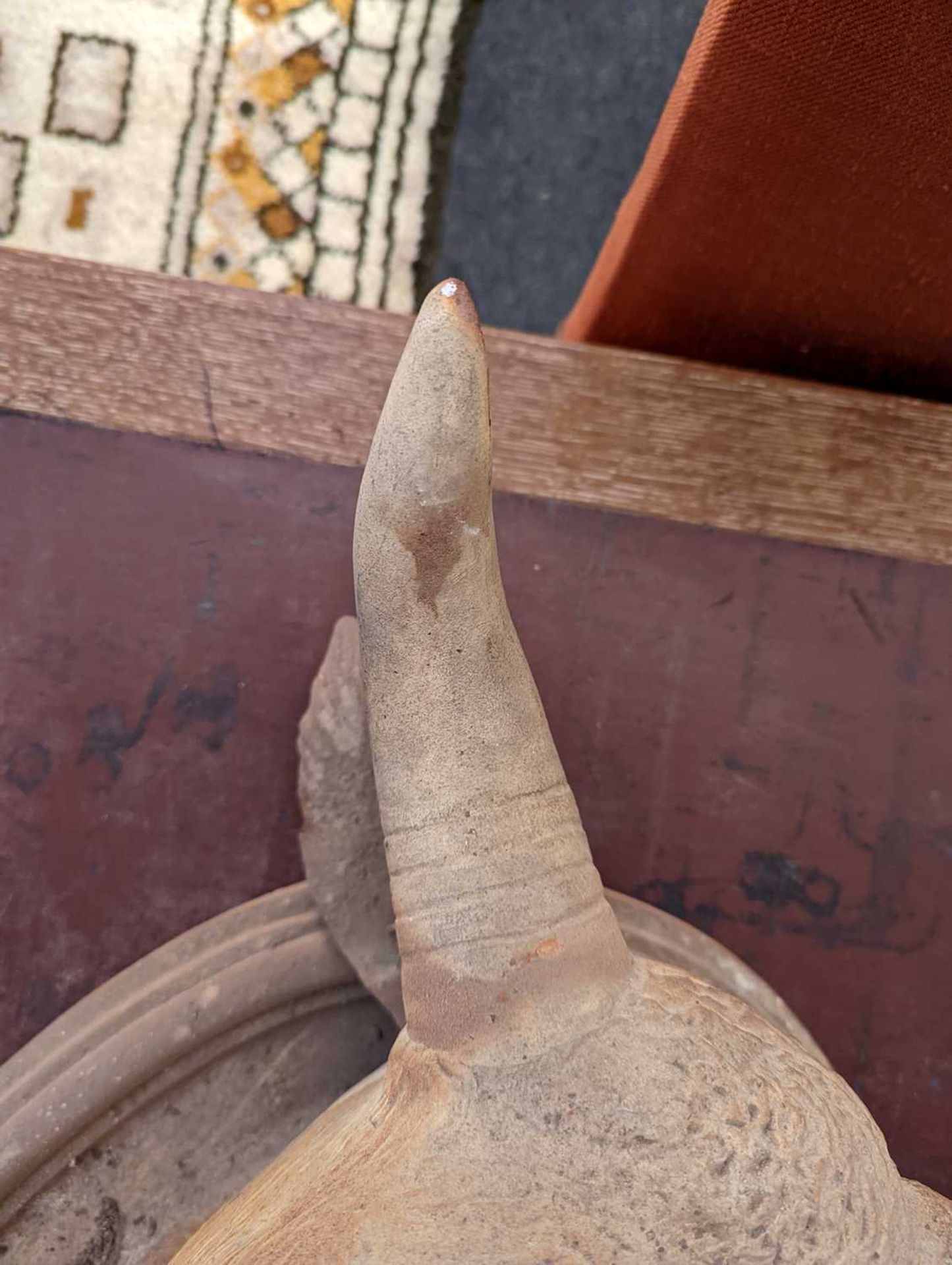 A large unglazed stoneware bull's head, - Image 4 of 14