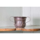 A Queen Anne silver two-handled cup or porringer,