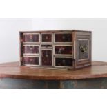 An Indo-Portuguese rosewood, tortoiseshell and ivory table cabinet,