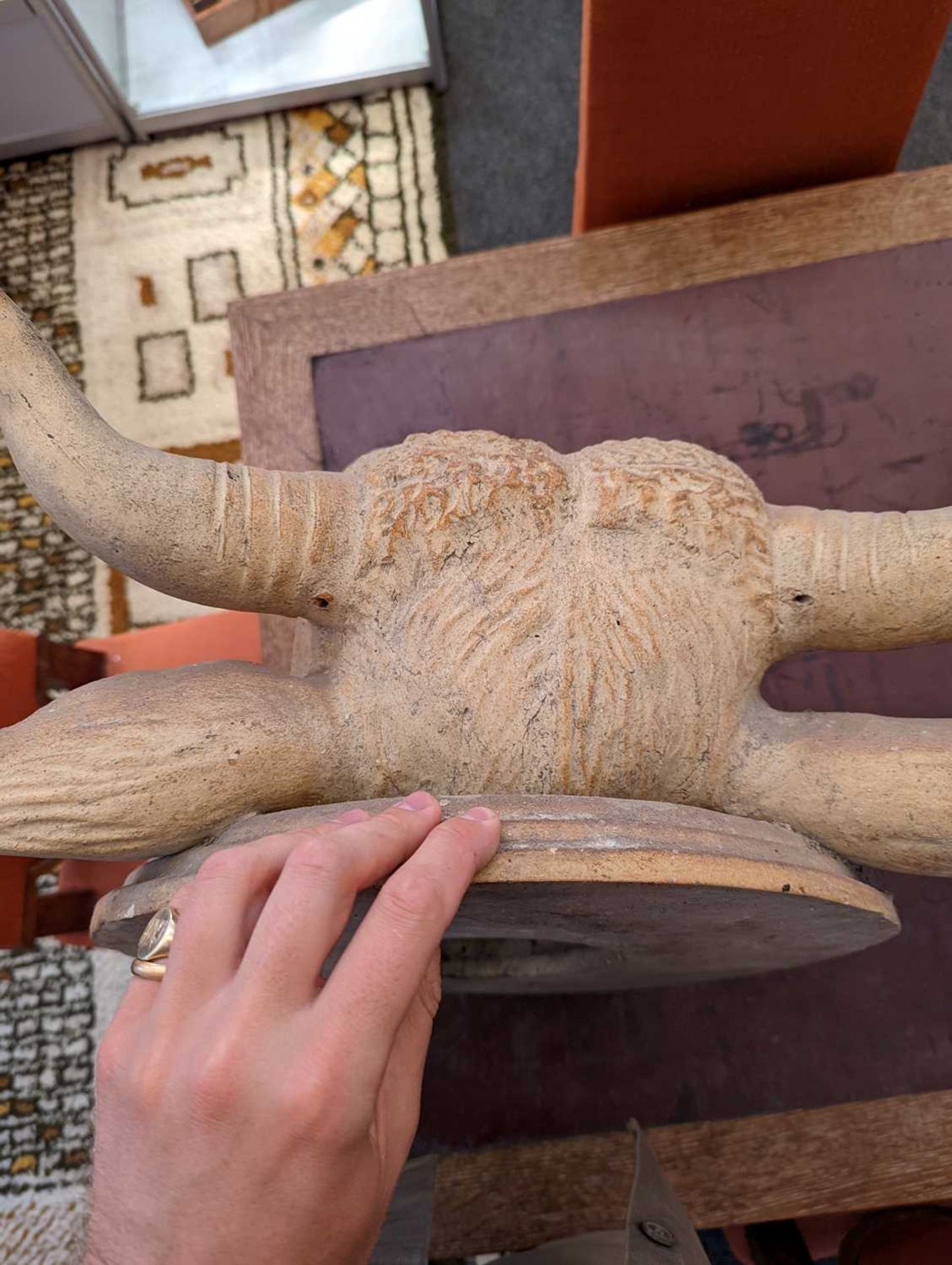 A large unglazed stoneware bull's head, - Image 8 of 14