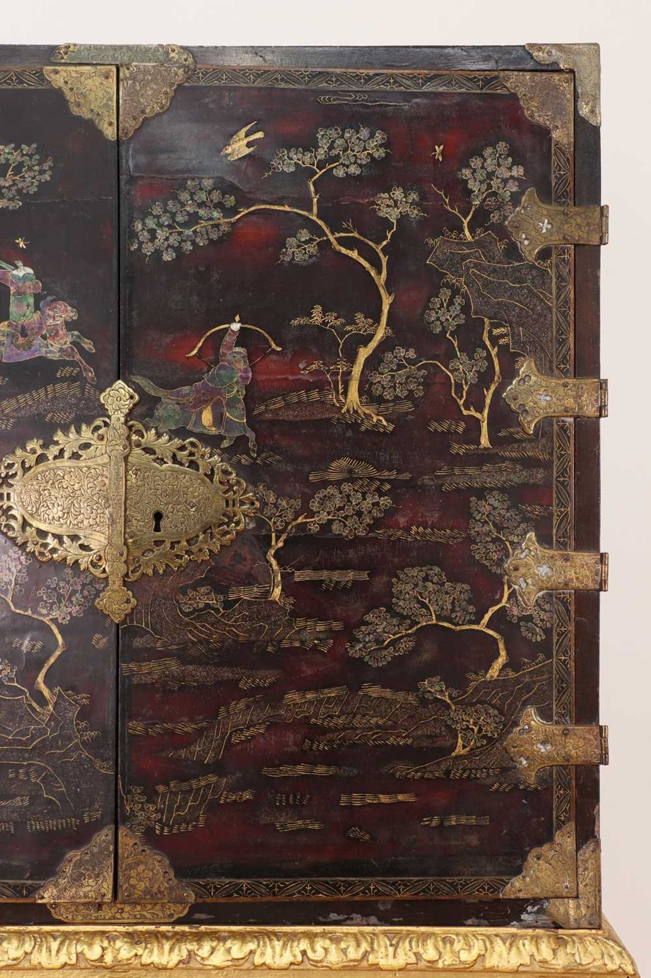 A lacquered, inlaid and gilt-heightened cabinet on stand, - Image 6 of 69