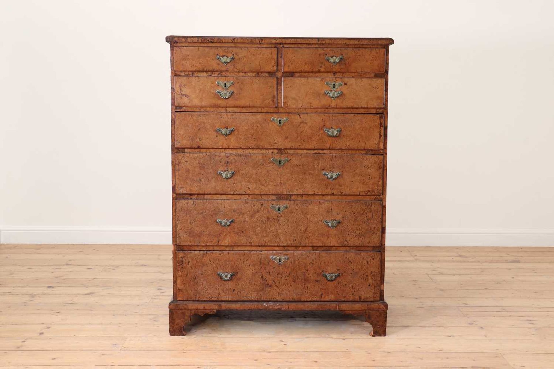 A George II walnut tall chest of drawers,