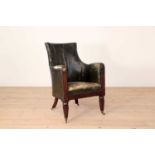 A George IV mahogany library armchair,