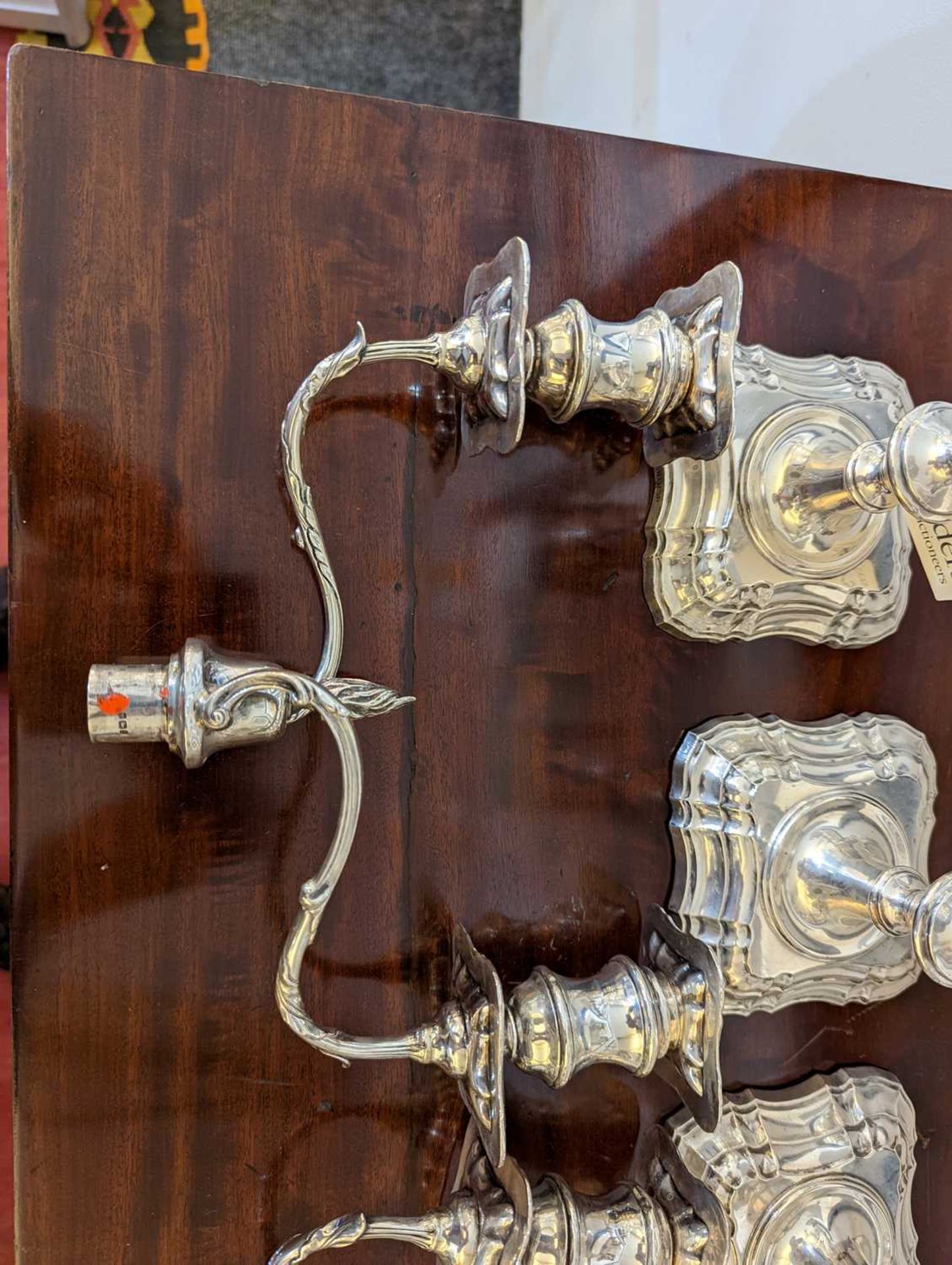 A pair of silver two-light candelabra, - Image 6 of 19
