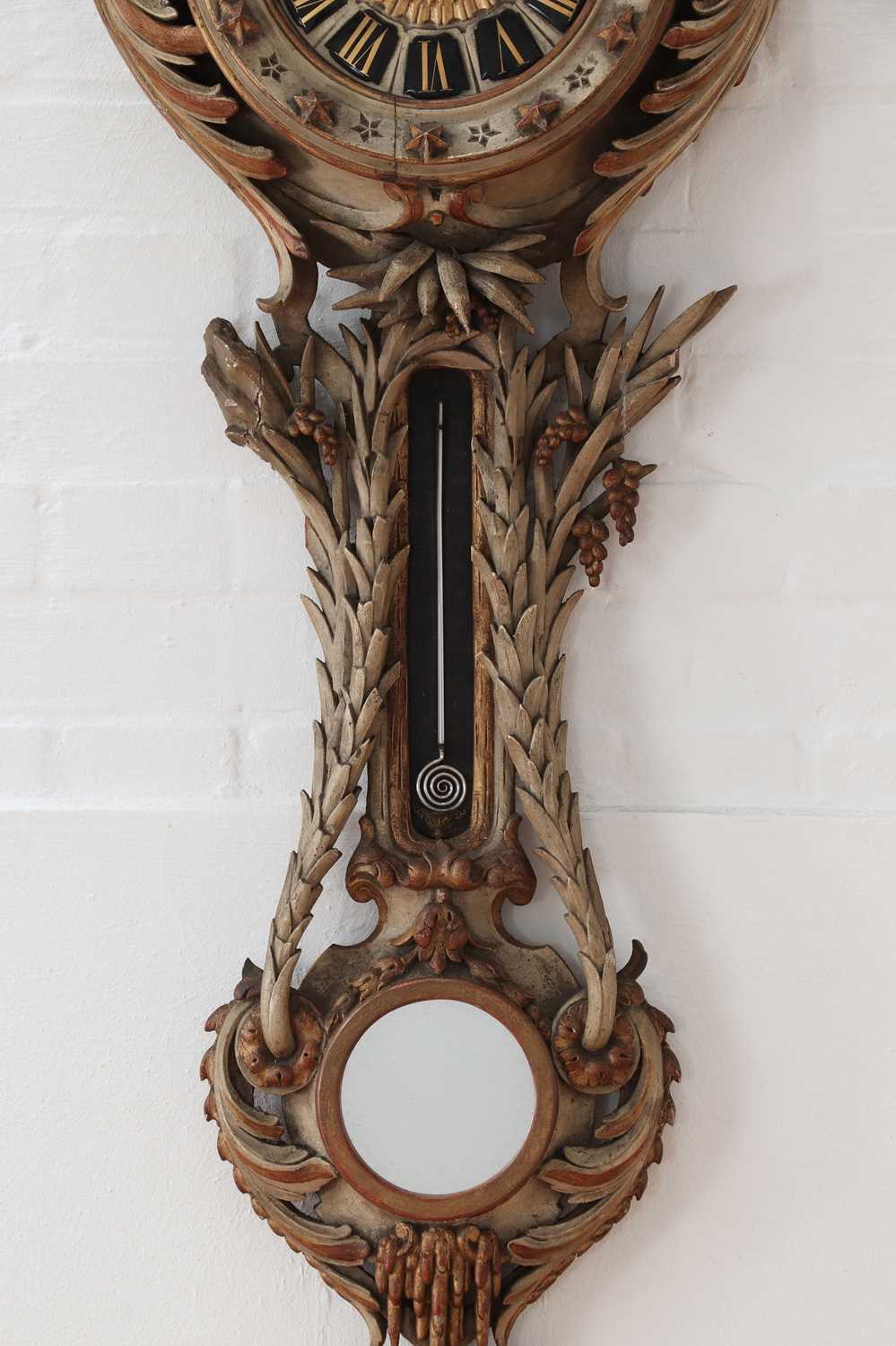 A Continental carved and painted softwood wall clock, - Image 5 of 17