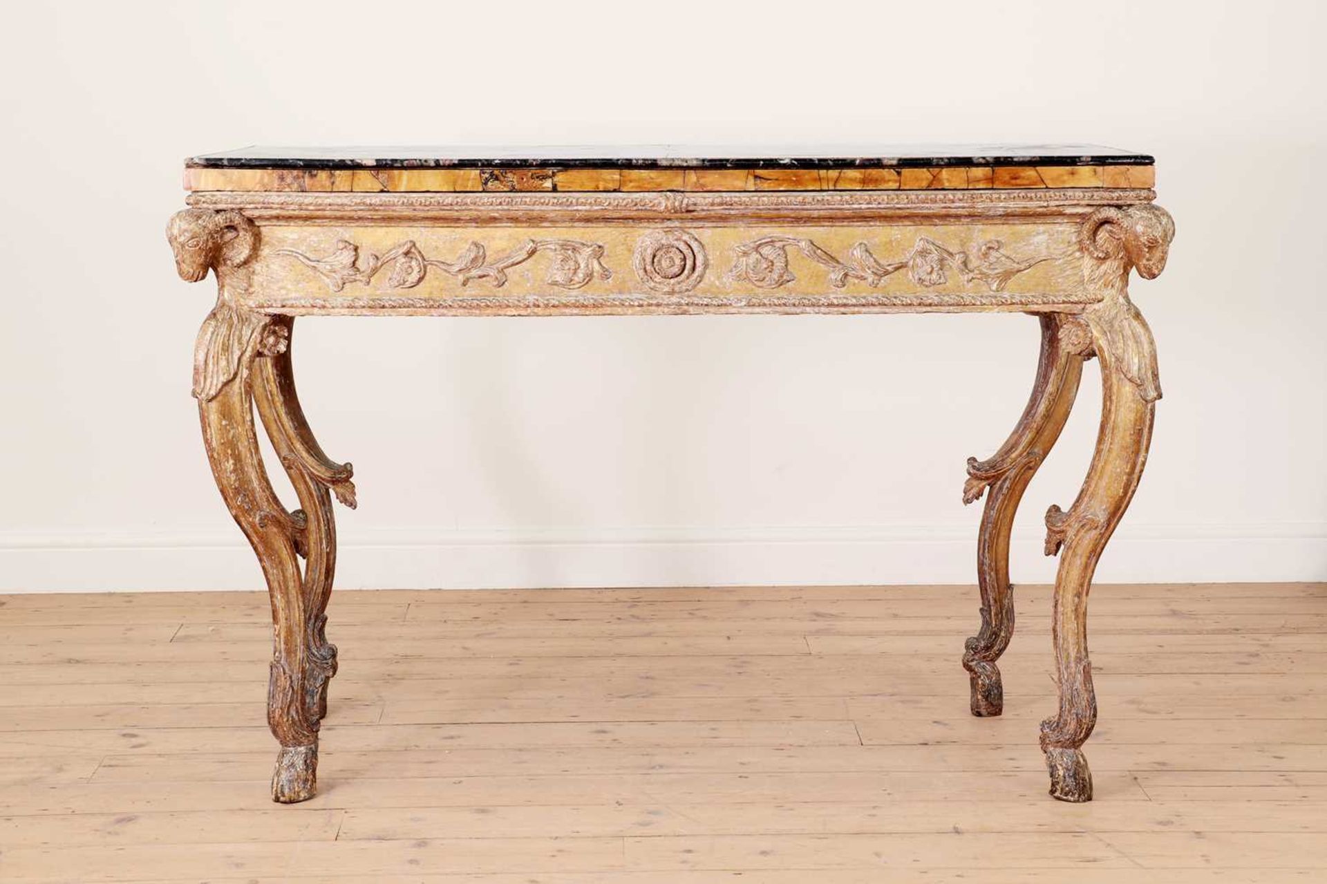 A carved giltwood console table, - Image 8 of 19