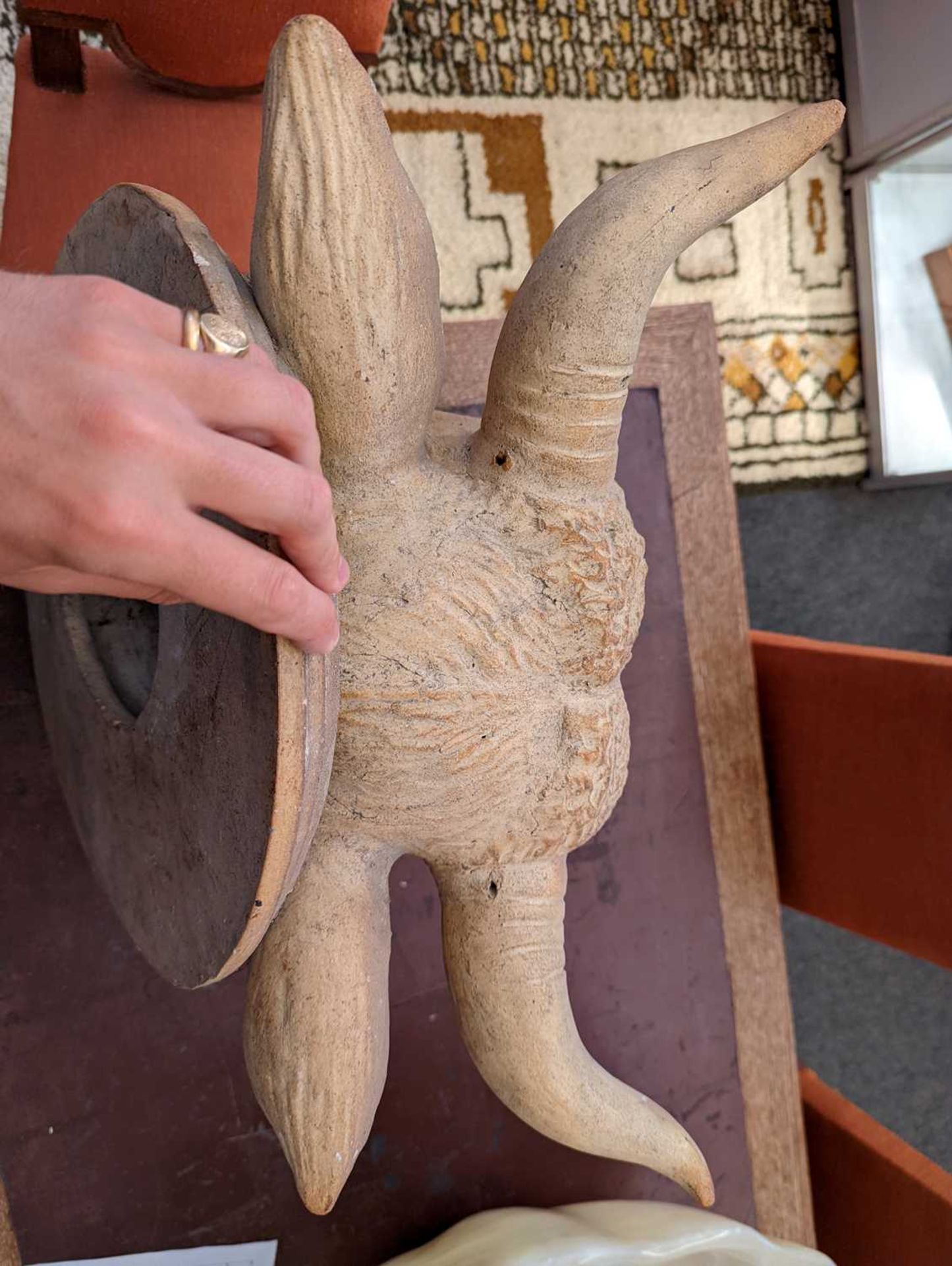 A large unglazed stoneware bull's head, - Image 6 of 14
