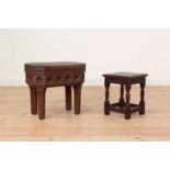 A Victorian Gothic Revival oak stool,