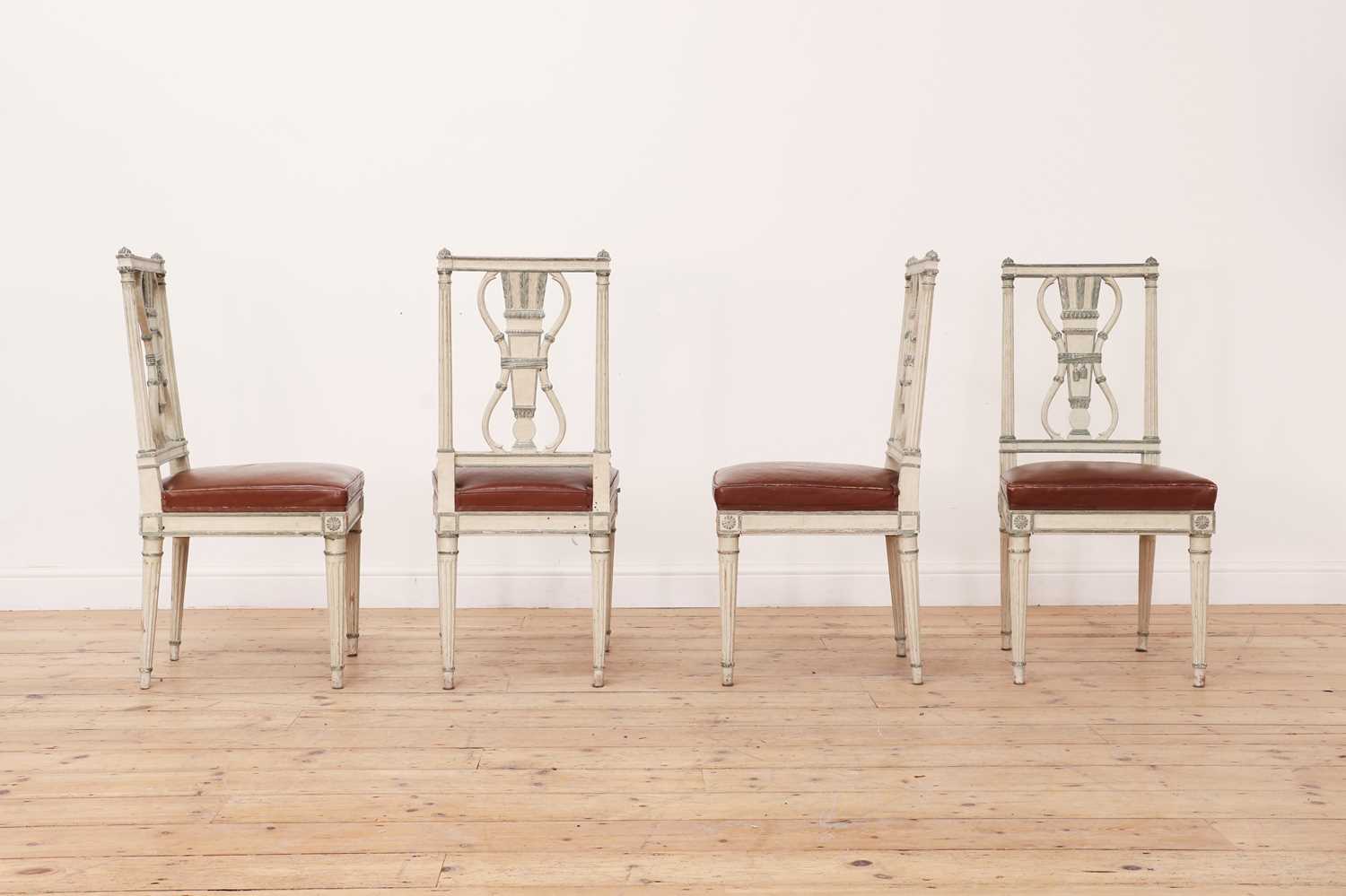 A set of six Louis XVI-style painted single chairs, - Image 8 of 41