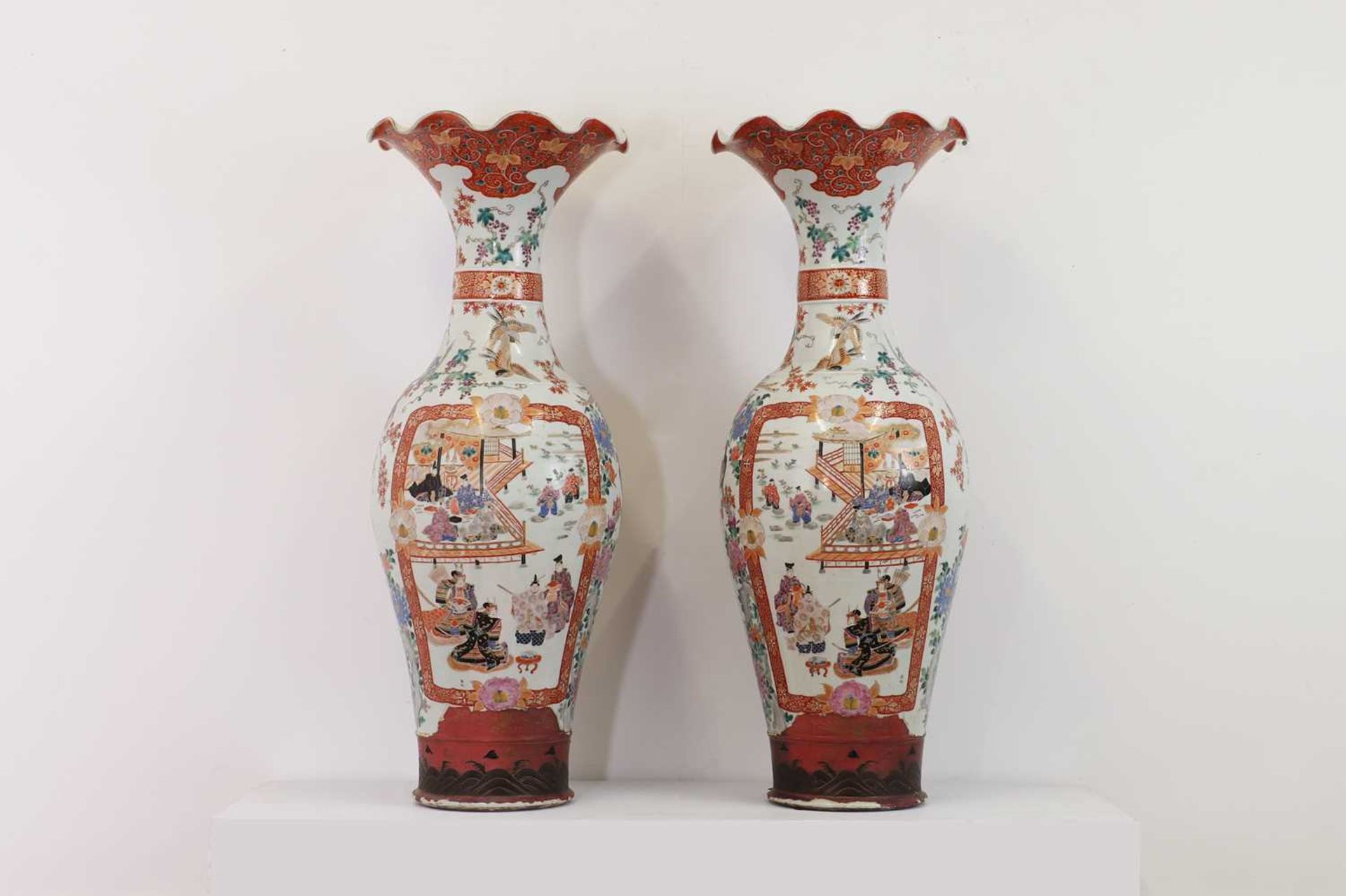 A pair of large Kutani vases,