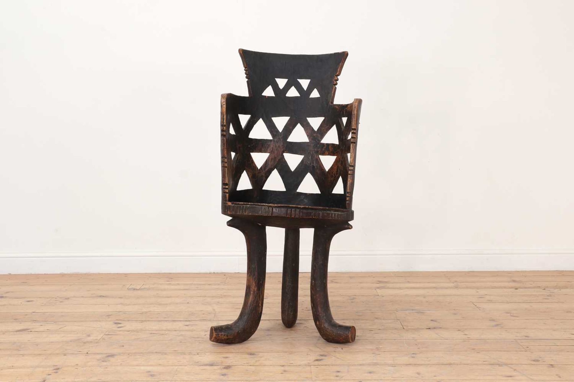 A carved wooden chair,