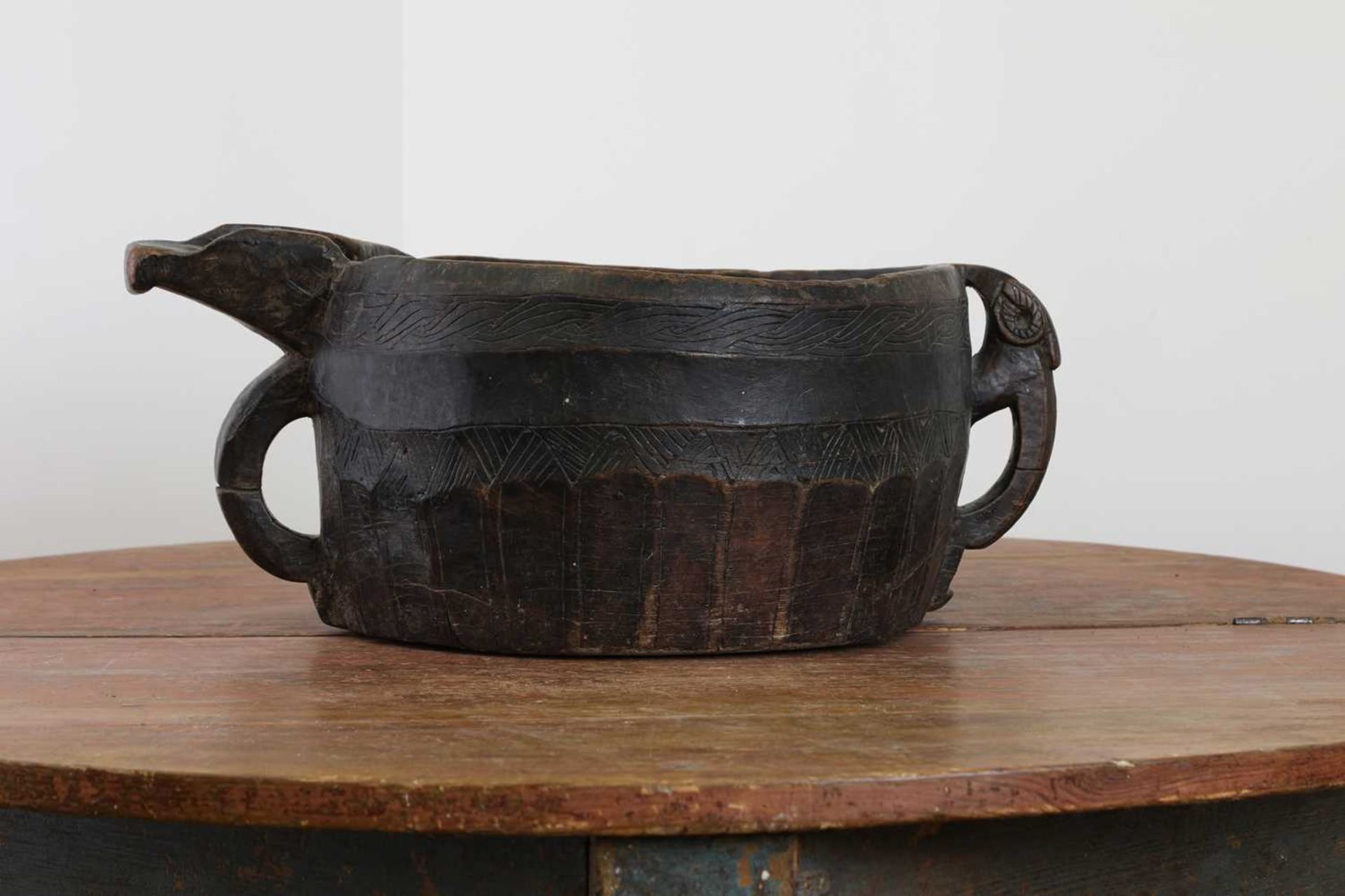 An African tribal dugout wood pouring pan,