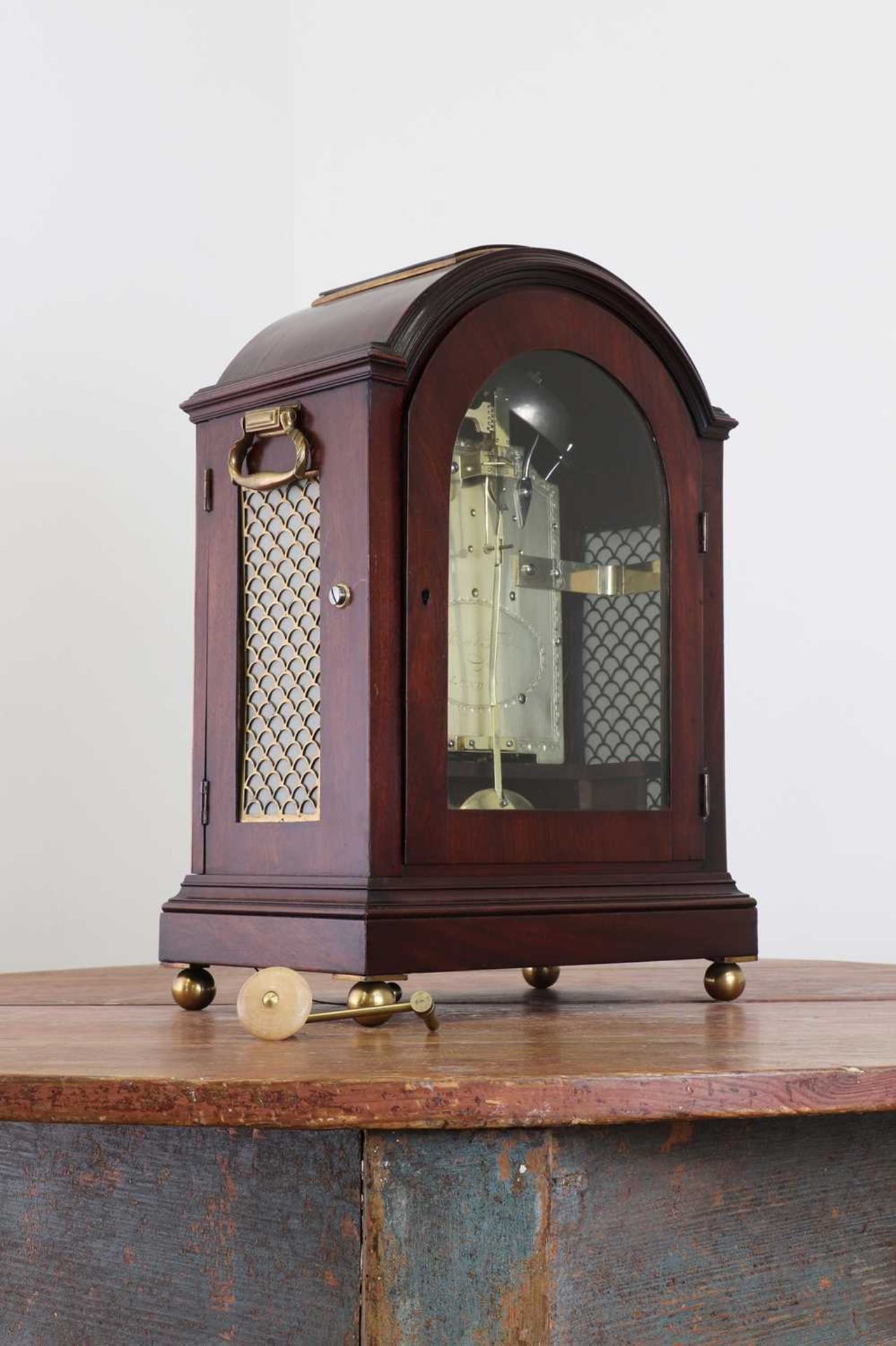 A George III mahogany eight-day repeating bracket clock, - Bild 7 aus 15