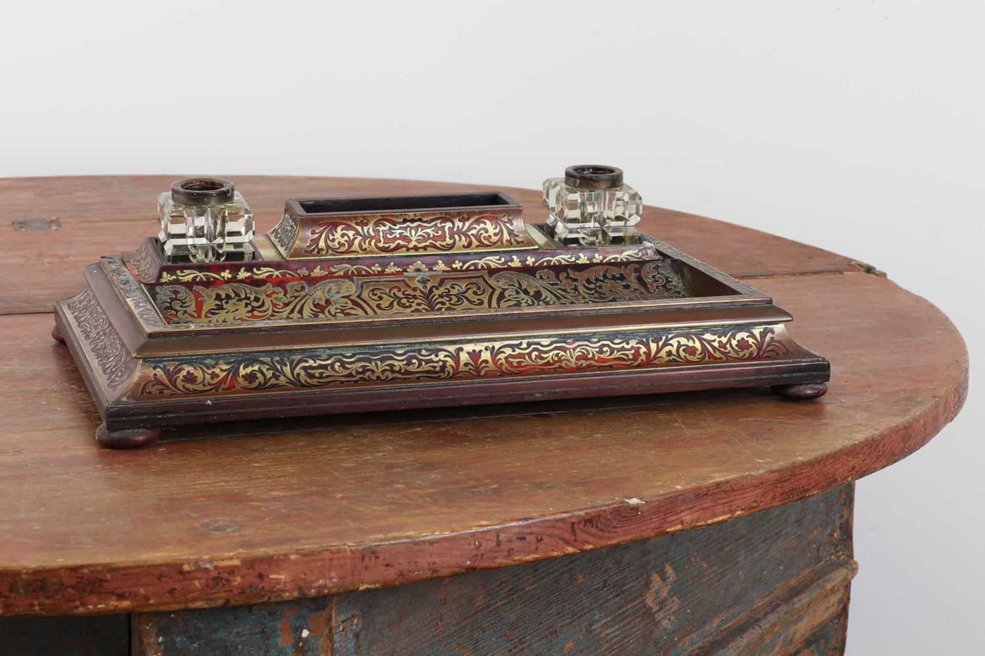 A boulle work desk stand,