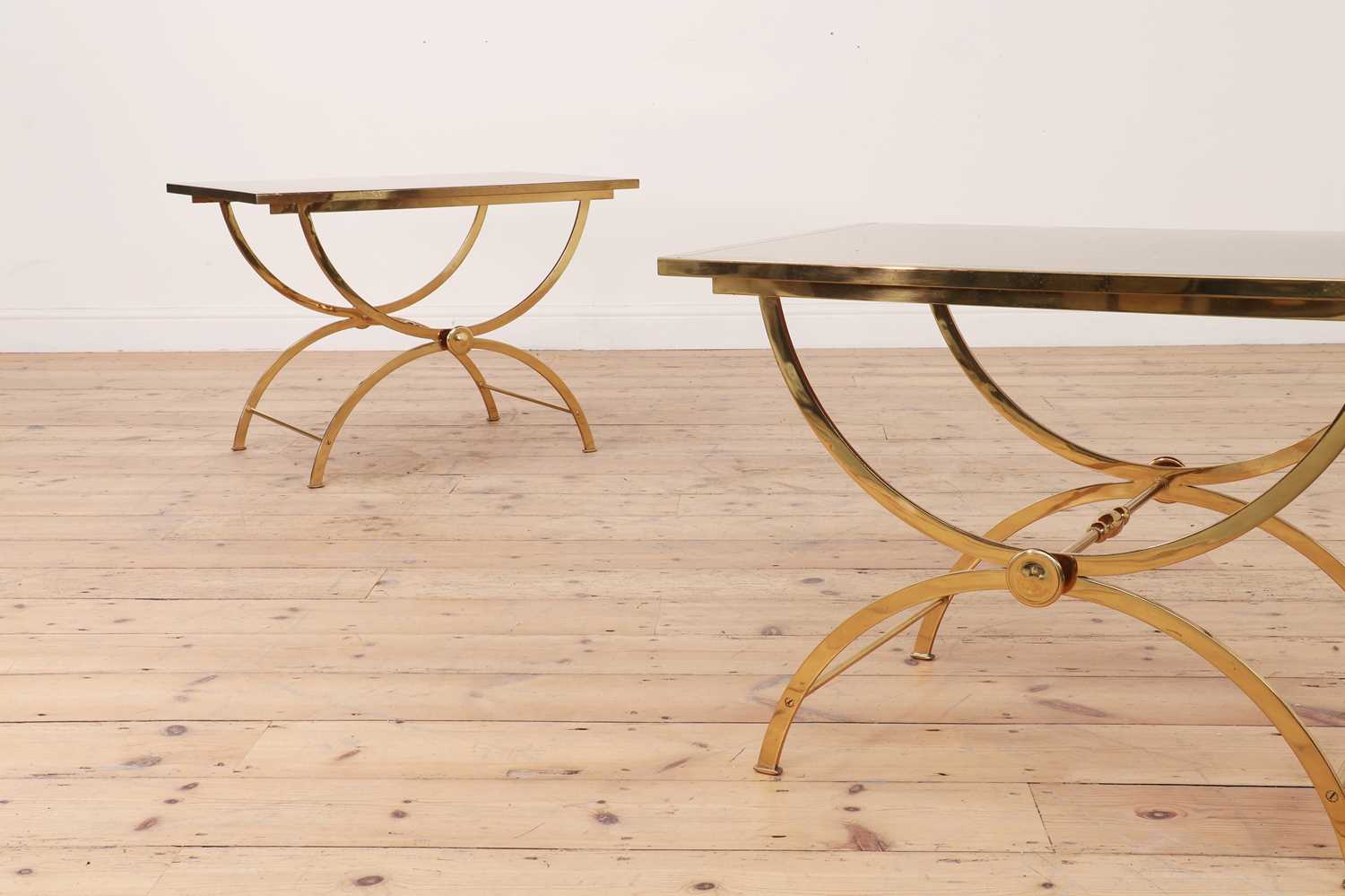 A pair of brass low side tables, - Image 3 of 4