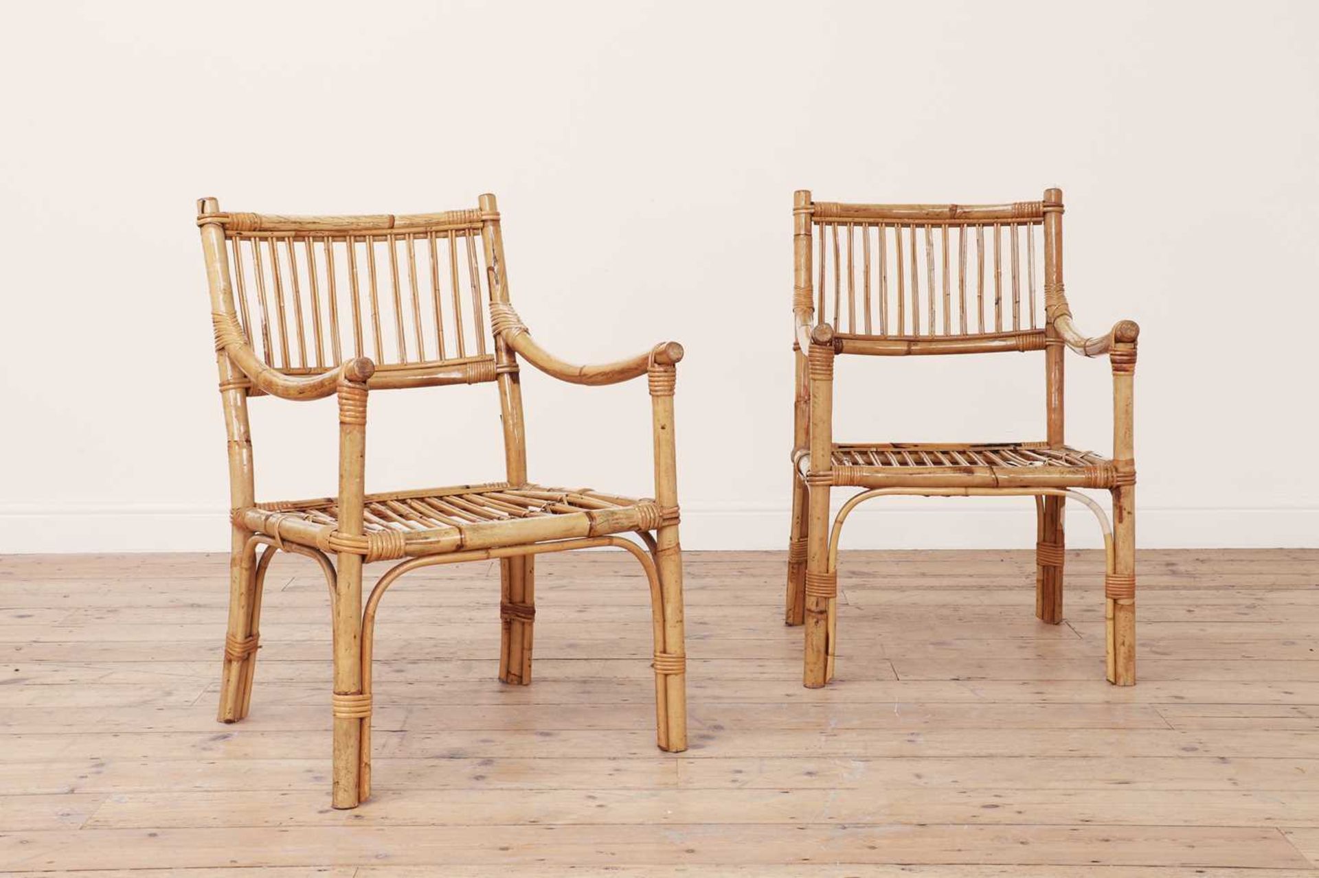 A pair of bamboo armchairs, - Image 4 of 5
