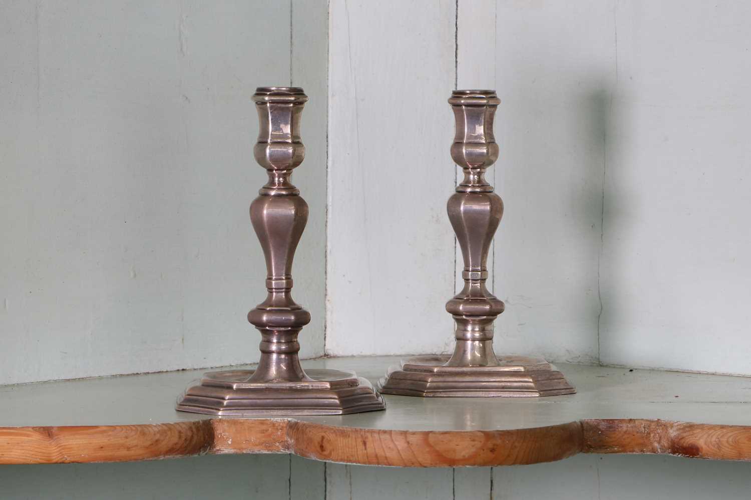 A pair of early 18th century Britannia silver candlesticks, - Image 2 of 27