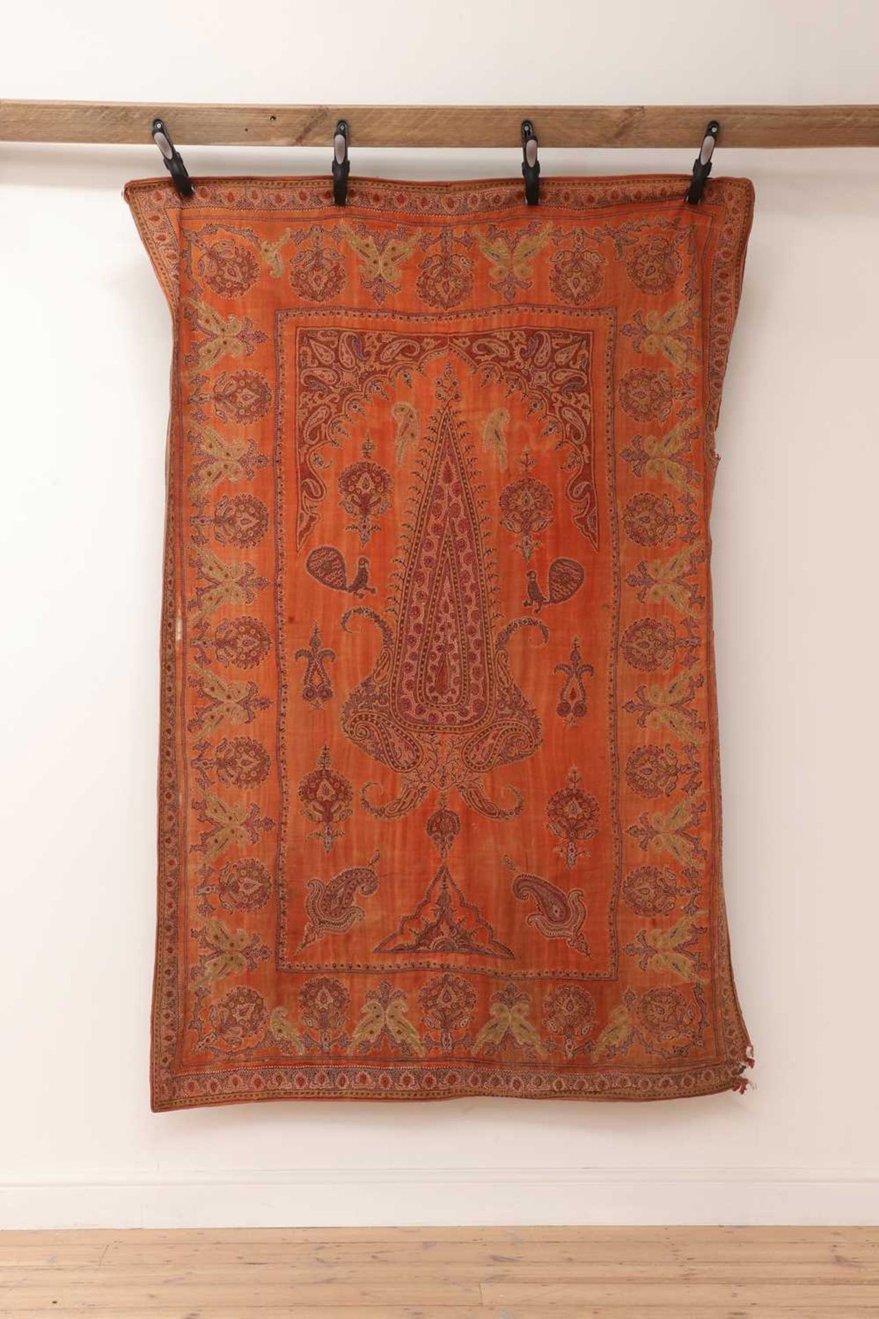 A Kermani pateh embroidered textile hanging,