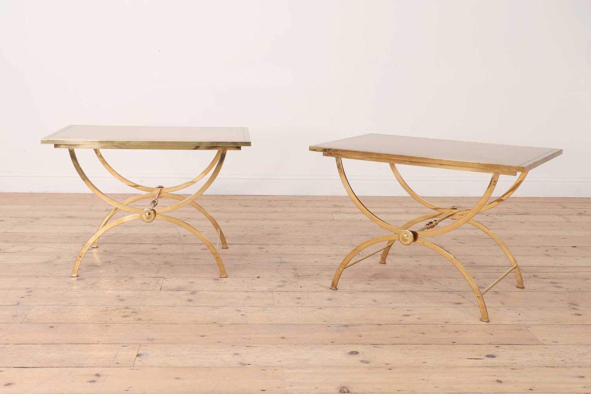 A pair of brass low side tables, - Image 2 of 4