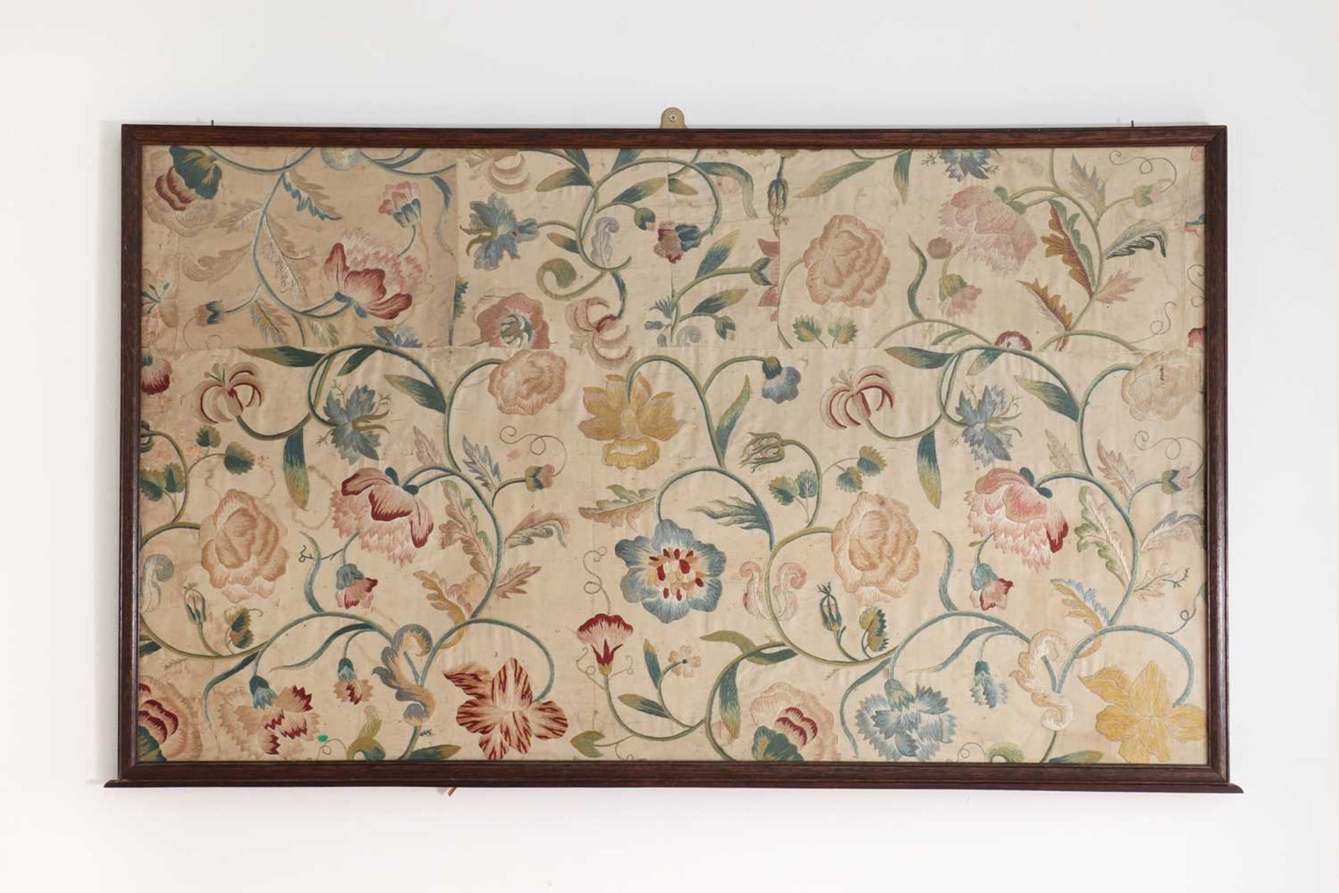 A silk embroidered panel,