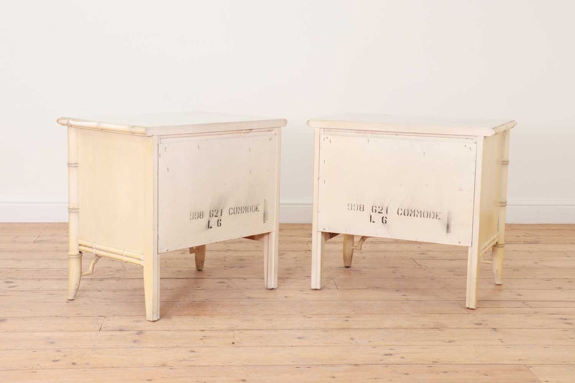 A pair of painted faux bamboo bedside tables, - Image 2 of 6