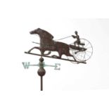 A copper weathervane in the form of St Julien with Sulky,