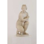 After the antique, a grand tour alabaster sculpture of the crouching Venus,