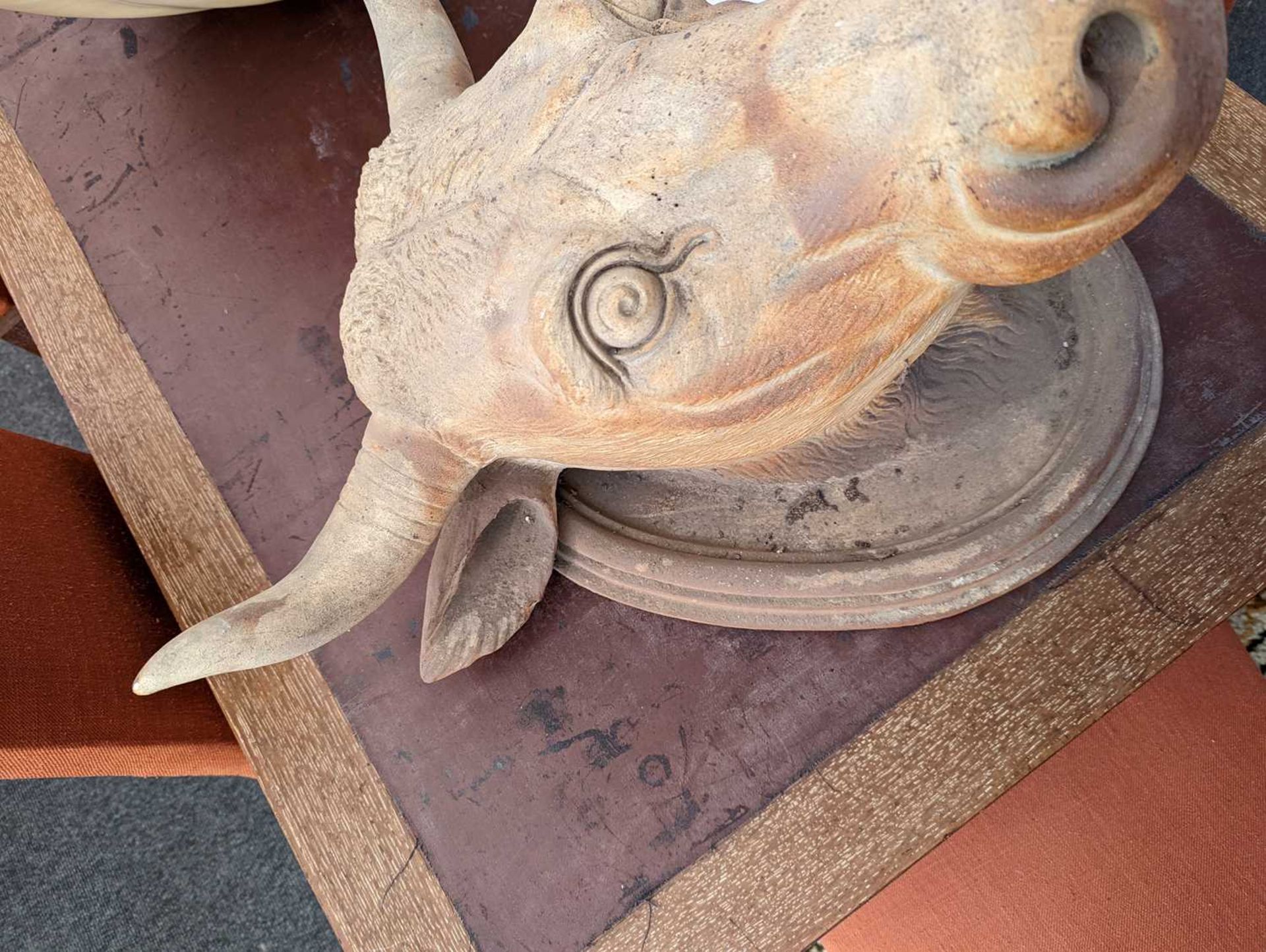 A large unglazed stoneware bull's head, - Image 5 of 14