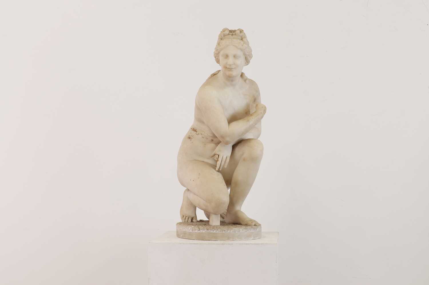 After the antique, a grand tour alabaster sculpture of the crouching Venus, - Image 3 of 8