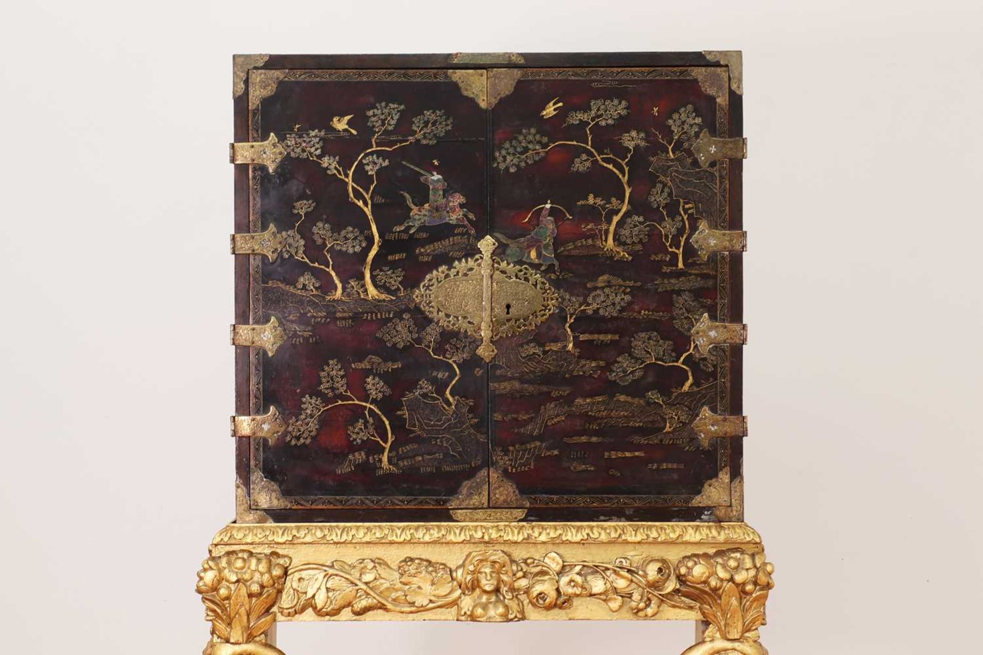 A lacquered, inlaid and gilt-heightened cabinet on stand, - Image 2 of 69