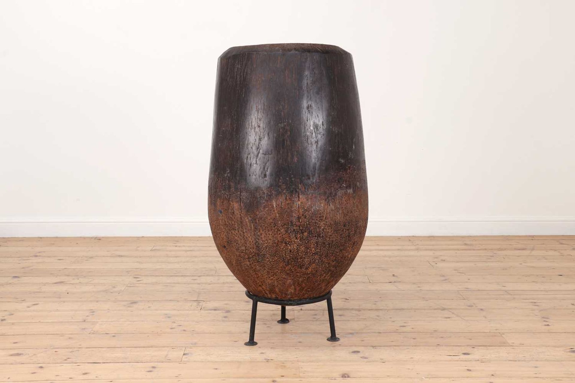 A large tribal hardwood mortar,