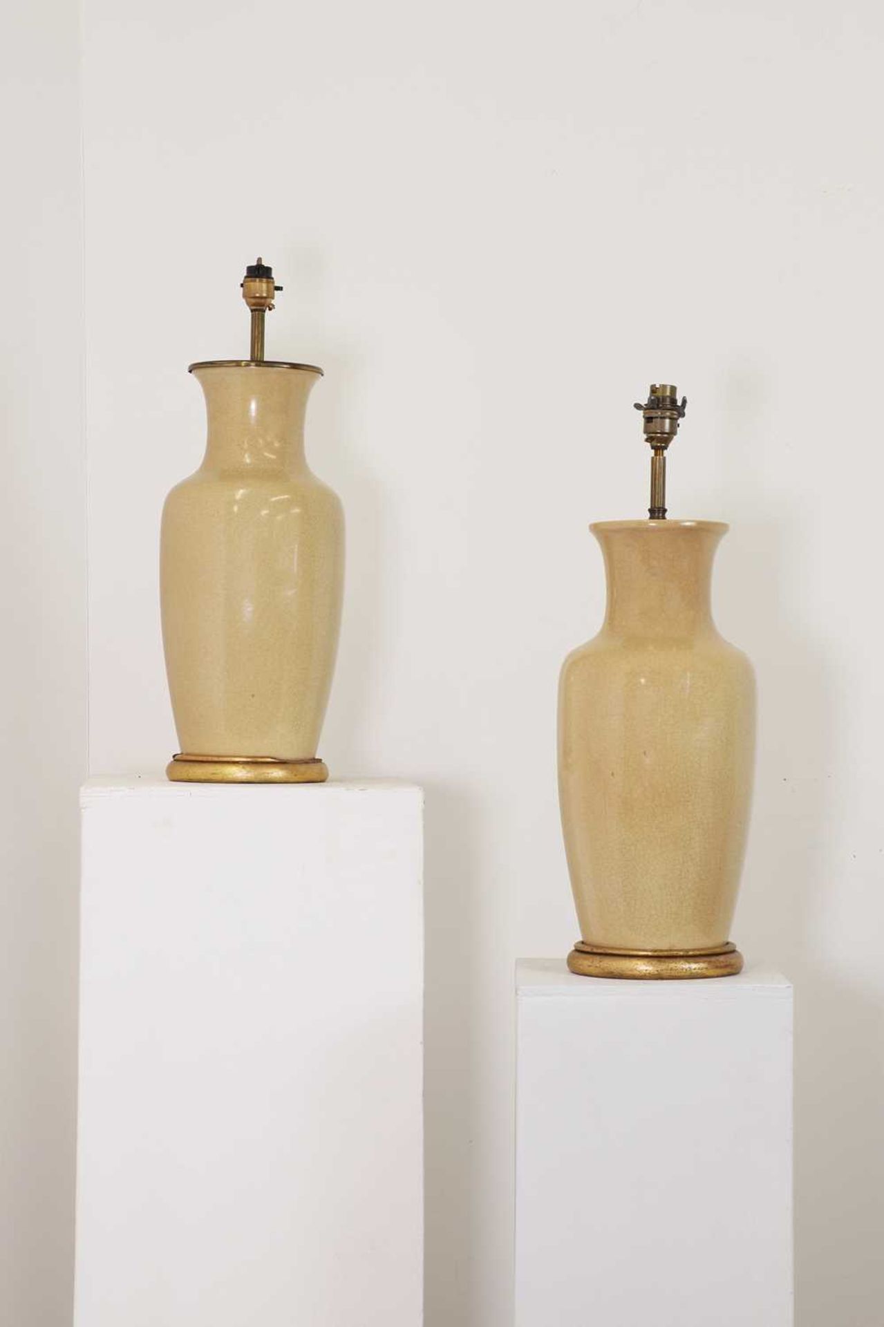 A pair of Chinese-style beige porcelain table lamps, - Image 3 of 3