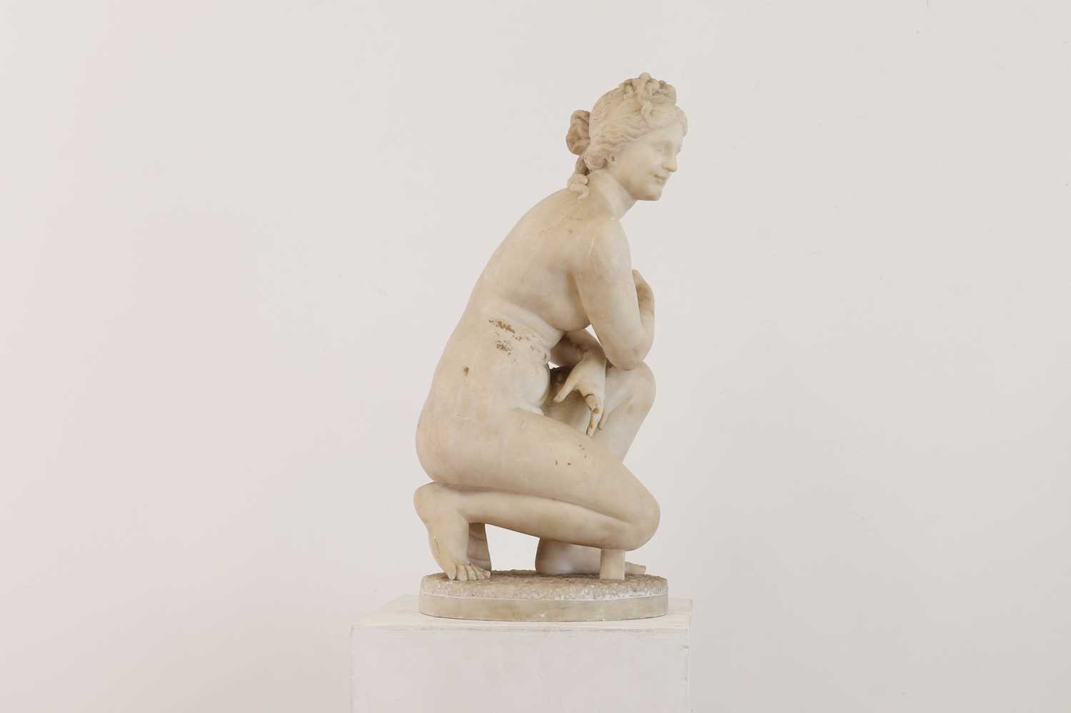 After the antique, a grand tour alabaster sculpture of the crouching Venus, - Image 4 of 8