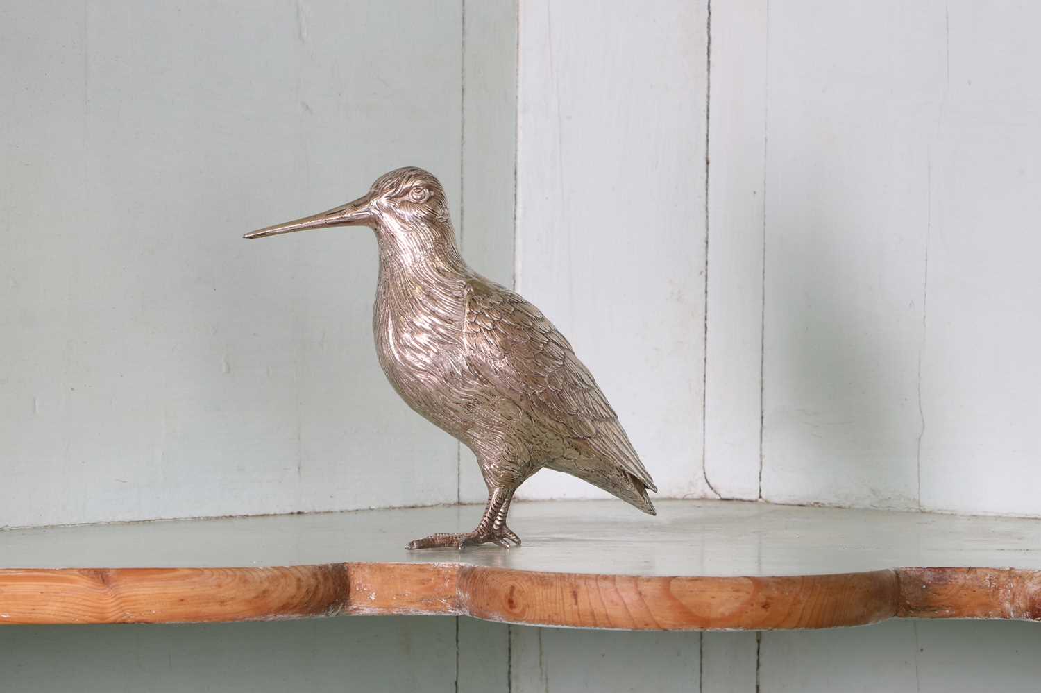 A German metalware model of a woodcock,