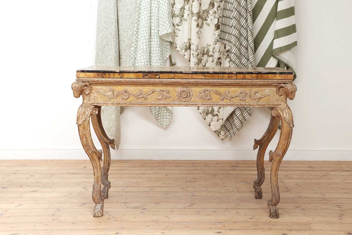 A carved giltwood console table, - Image 2 of 19