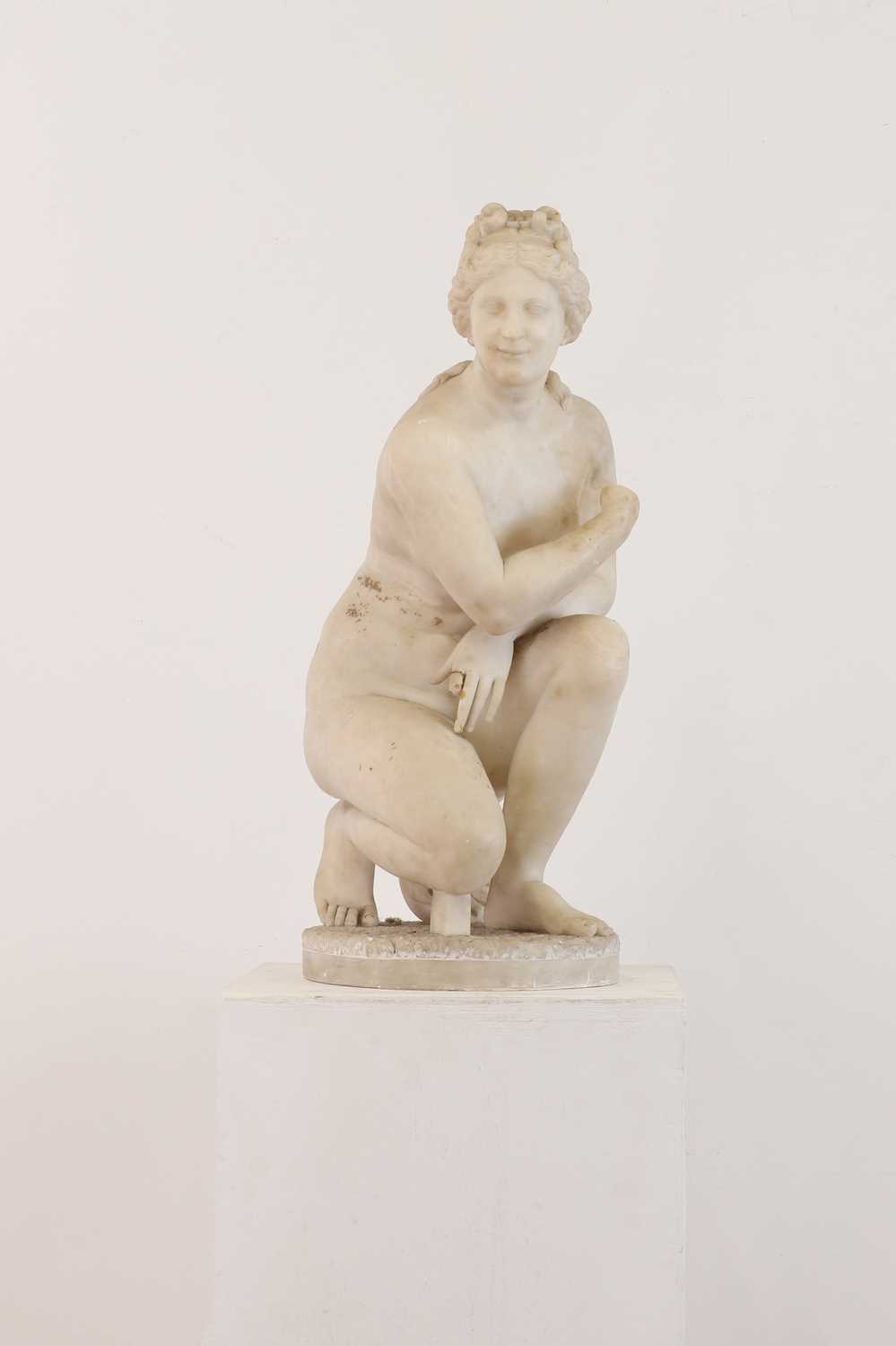 After the antique, a grand tour alabaster sculpture of the crouching Venus, - Image 2 of 8