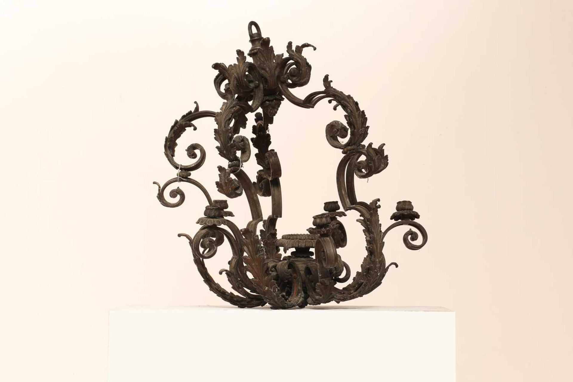 An Italianate baroque-style six-light chandelier,